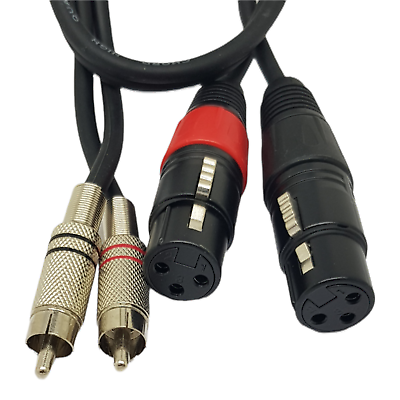 Twin XLR Female to Twin Phono Cable Lead Plug Audio