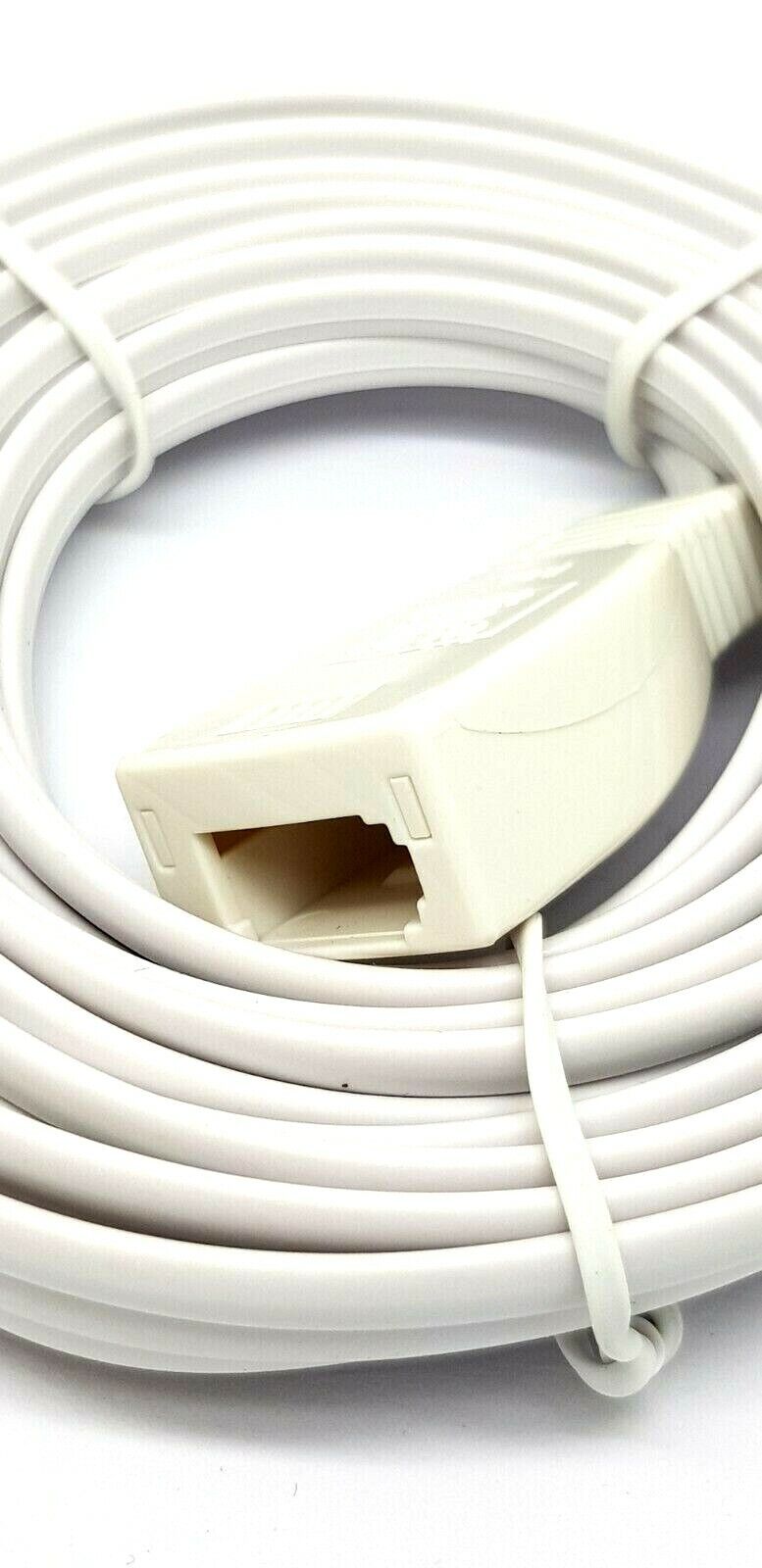 10m Telephone Extension Lead Cable HQ Flat Slimline Phone Line BT Virgin Fax