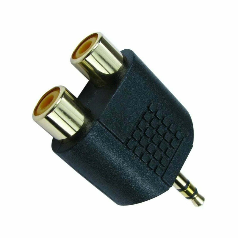 Stereo Mini Headphone 3.5 mm Jack Plug to TWIN 2 RCA PHONO Sockets Audio Adapter