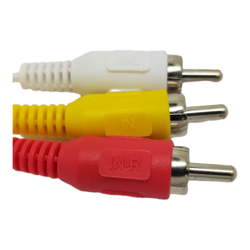 2m Scart Plug In Out to Red White Yellow RCA 6 x Phono Plugs AV