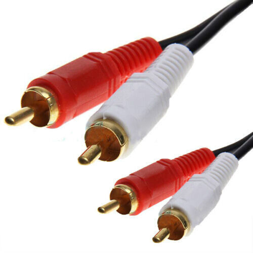 3m Twin Phono RCA Cable Speaker Amp Lead Male To Male Plug RED WHITE GOLD