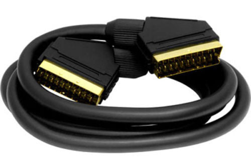 1.5m Scart Cable Lead 21 Lead Pin Gold Video TV VCR DVD