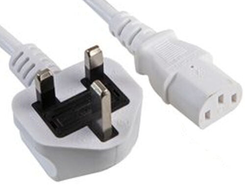 5M WHITE 3 Pin UK Mains Power Plug to IEC C13 Kettle Lead Cable PC Monitor TV