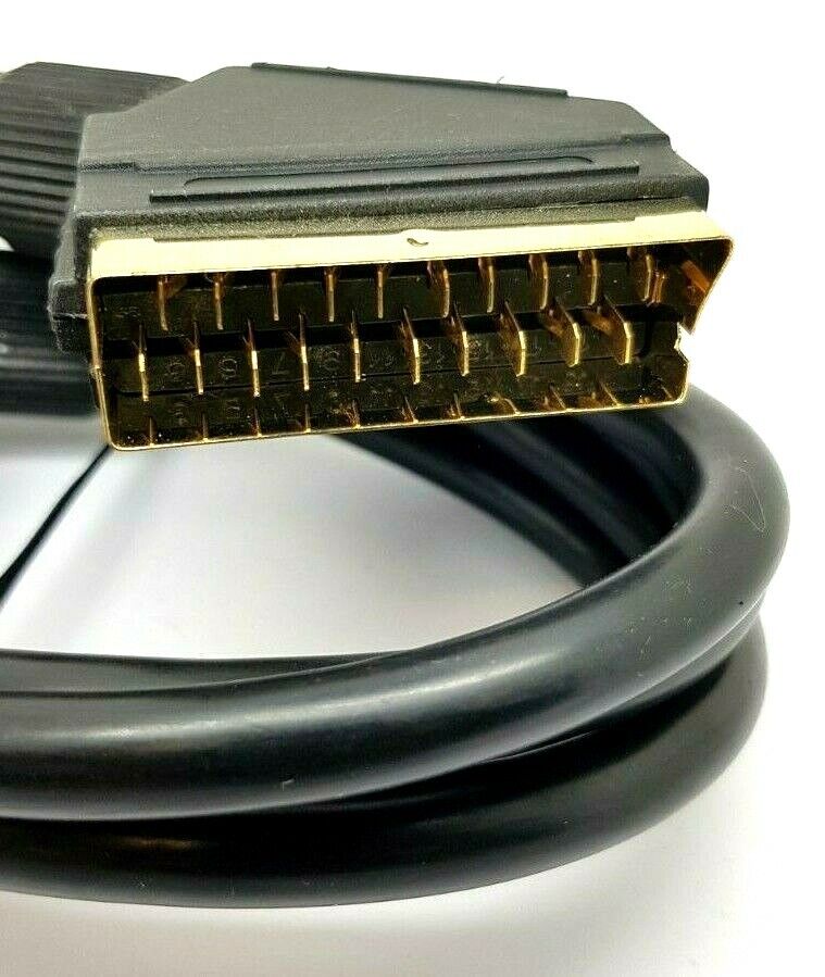 1.5m Scart Cable Lead 21 Lead Pin Gold Video TV VCR DVD