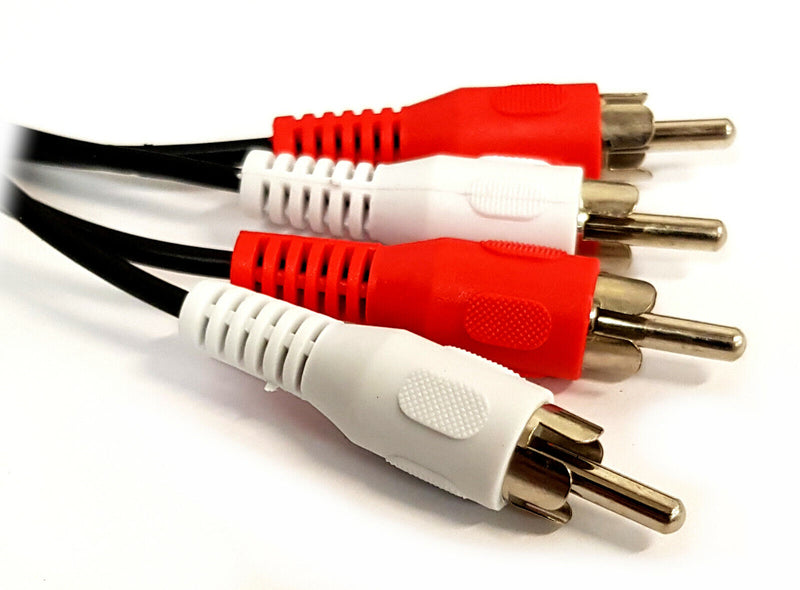1.5m SHORT 2 x RCA Twin Phono Cable Speaker Amp Lead Male Plug RED WHITE