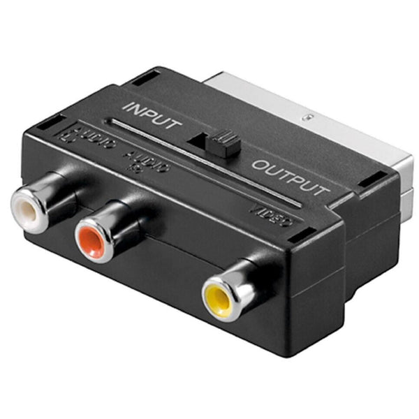 SCART To 3 RCA Composite Phono Adaptor with In Out Switch Converter