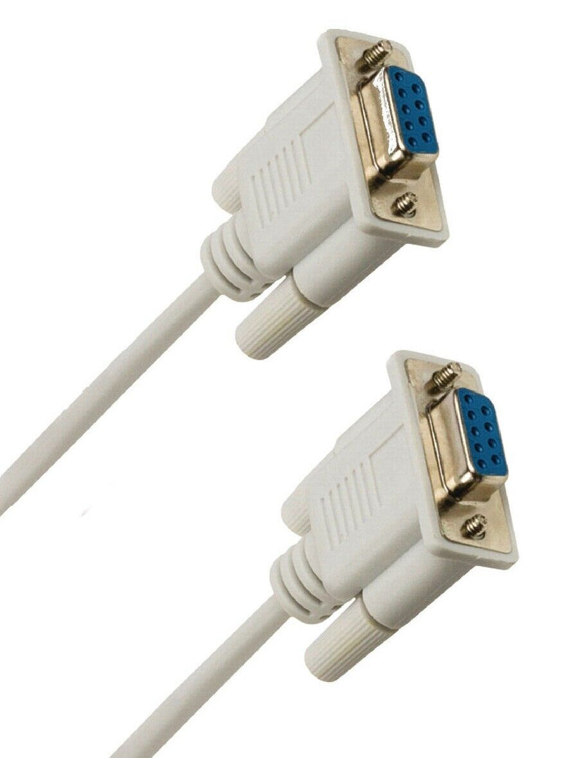 2M Metre 9 Pin Null Modem Cable Lead Plug RS232 DB9 Serial Comm Female to
