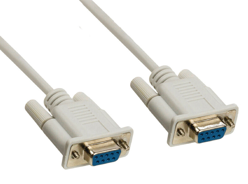 2M Metre 9 Pin Null Modem Cable Lead Plug RS232 DB9 Serial Comm Female to