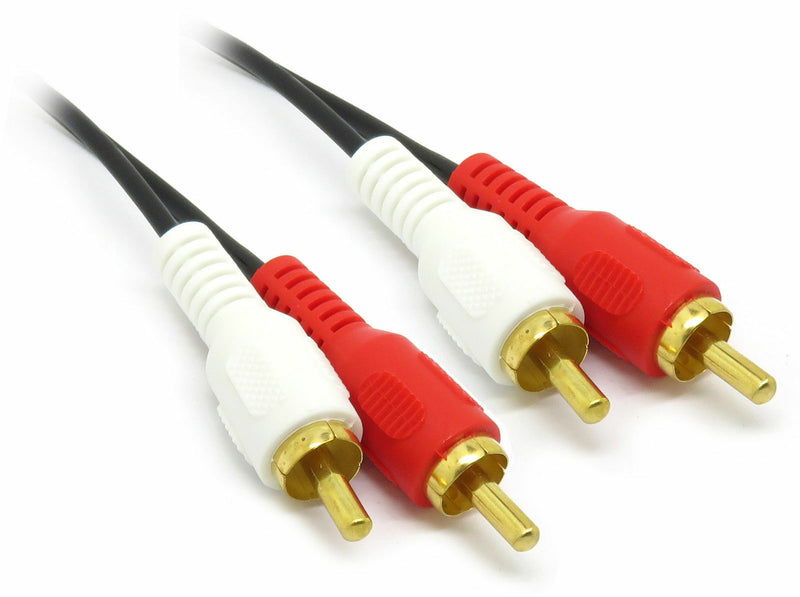 2m Twin Phono RCA Cable Speaker Amp Lead Male To Male Plug RED WHITE GOLD