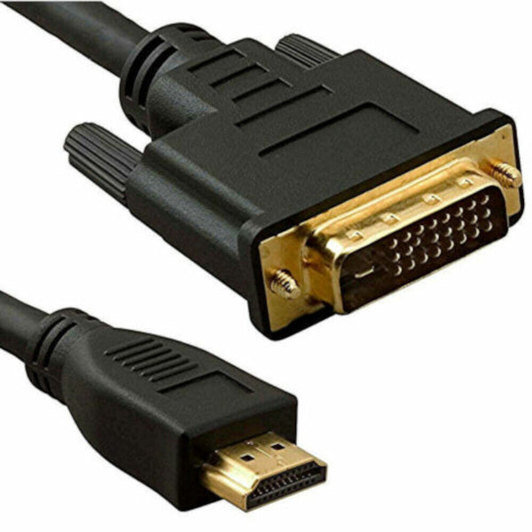 2m DVI to HDMI Digital Cable Lead PC LCD HD TV 6ft GOLD 24 + 1 Pin