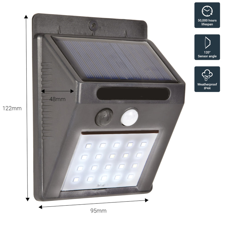 20 LED Solar Security Light with Motion Sensor IP44 Weatherproof