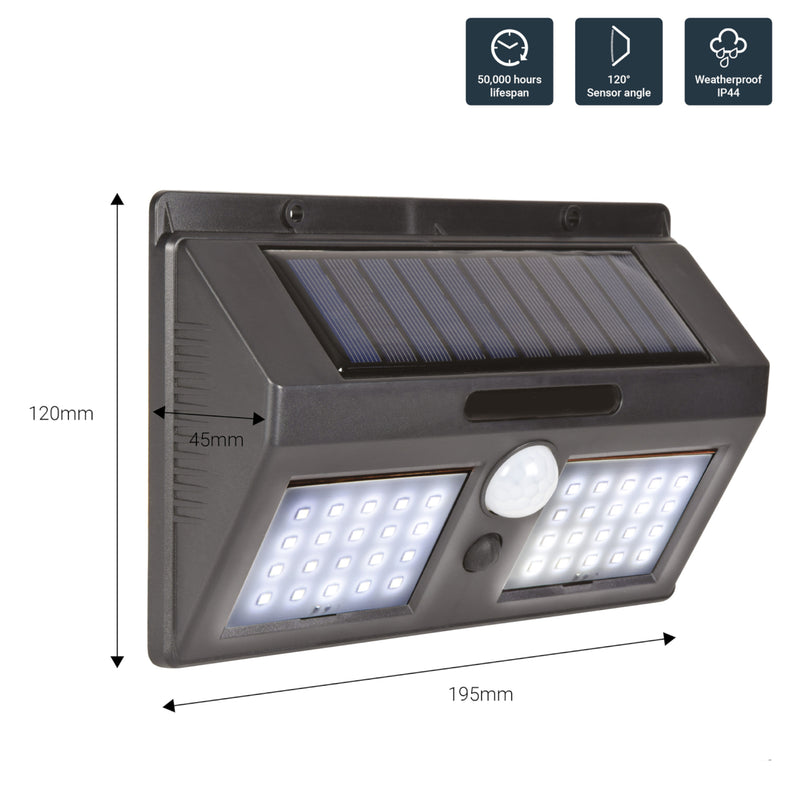 40 LED Solar Security Light with Motion Sensor IP44 Weatherproof