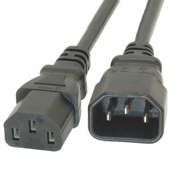 2m Power Extension Cable IEC Kettle Male to Female UPS Lead C13 - C14 PC 6 Amp