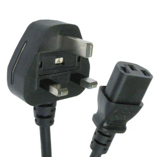 2m Kettle Lead Metre UK Mains Power Plug to IEC C13 Cable Cord for PC Monitor TV