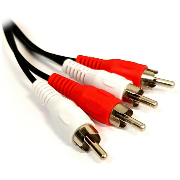 1.5m SHORT 2 x RCA Twin Phono Cable Speaker Amp Lead Male Plug RED WHITE