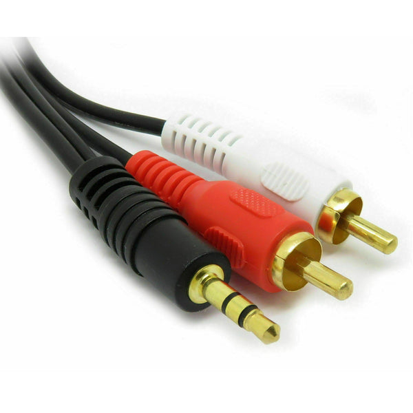 10m 3.5mm Jack Phono RCA Cable to 2 Male RCA Phono Cable