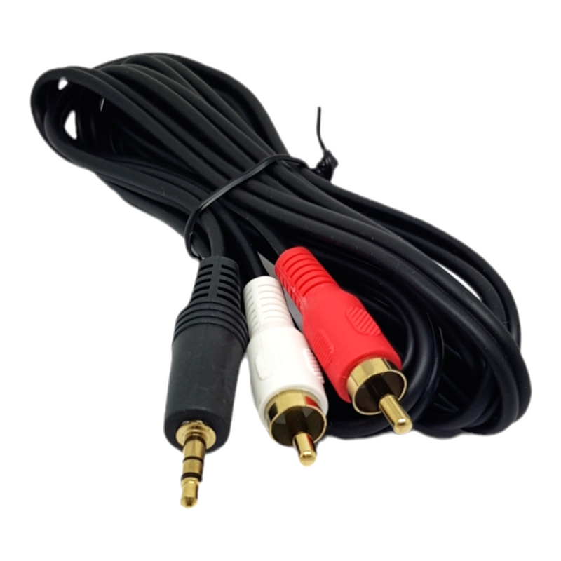 5m 3.5mm Jack Phono RCA Cable to 2 Male RCA Phono Cable