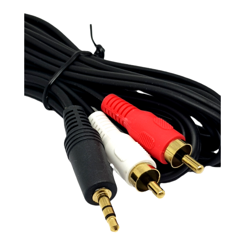 5m 3.5mm Jack Phono RCA Cable to 2 Male RCA Phono Cable