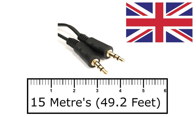15m 3.5mm Jack Audio Cable Mini STEREO to Jack Aux Auxiliary Lead PC Car