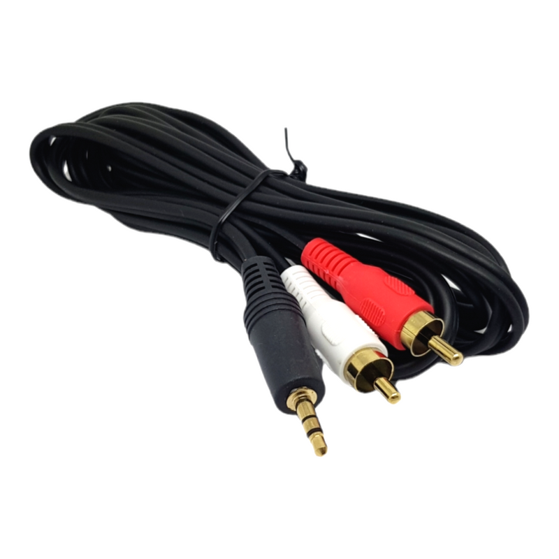 10m 3.5mm Jack Phono RCA Cable to 2 Male RCA Phono Cable