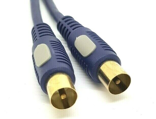 10M TV Aerial Cable Male to Male RF Coaxial Female Digital Lead Metre BLUE