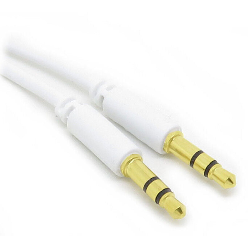 0.5m Slimline PRO 3.5mm Jack to Stereo Audio Cable Lead GOLD Short White Slim