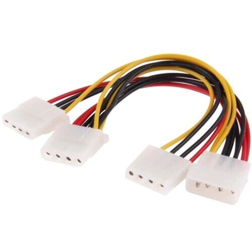 3 Way 5.25 Molex PC Power Y Adapter Splitter Cable Lead 4 Pin