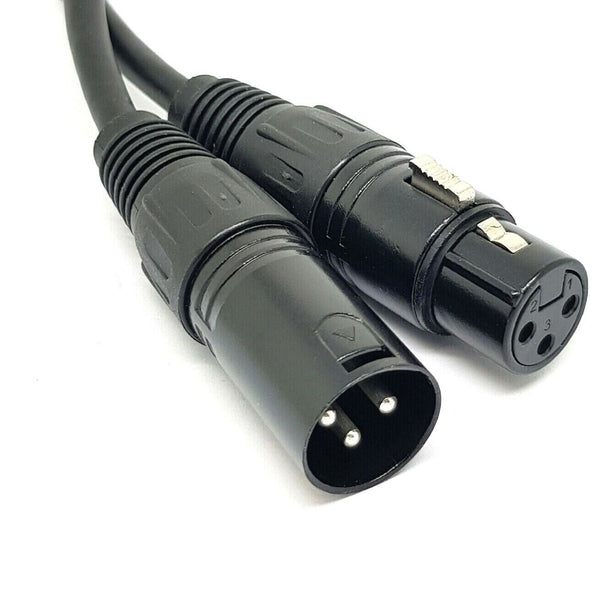 2m Black XLR Microphone Cable Lead 3 Pin Male To Female Patch Mic
