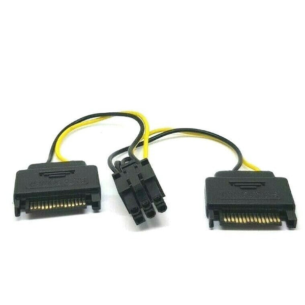 15-Pin Dual 2 x SATA Power Splitter Cable to 6-Pin PCI-E for Video Graphics Card