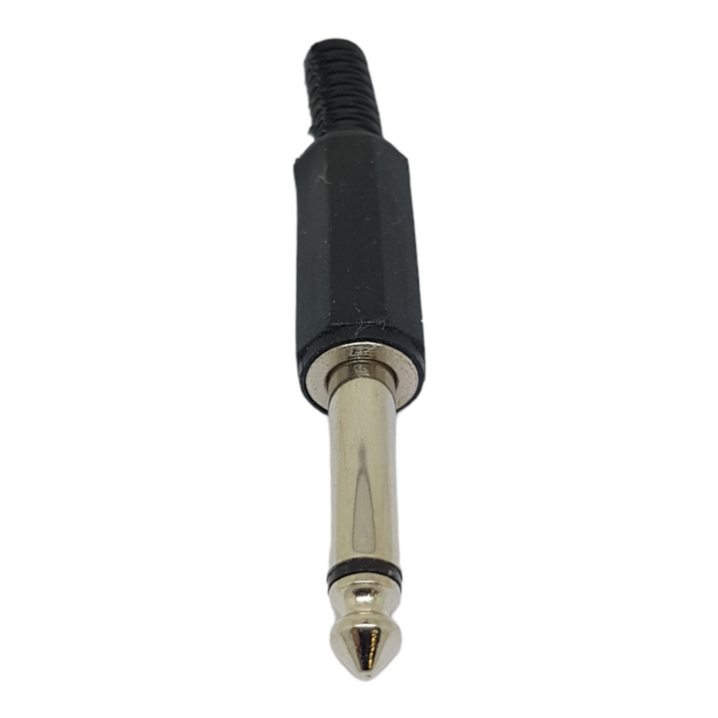 6.35mm Mono Jack Plug Connector 1/4 Inch 6.35 mm Black Strain Relief Solder Type