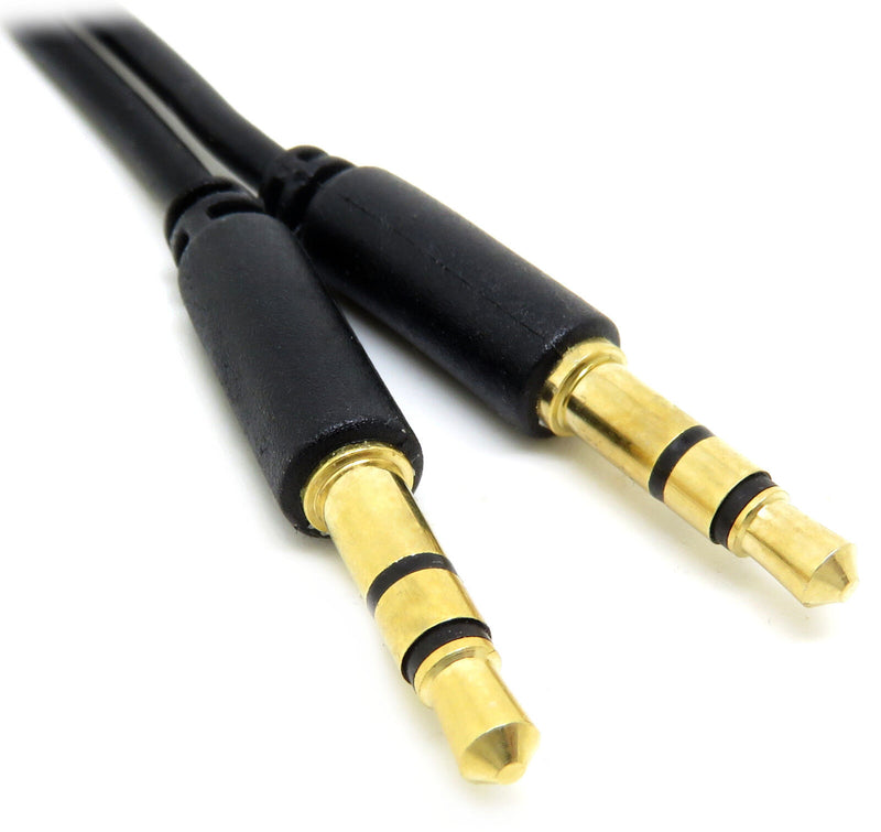 1m Slimline PRO 3.5mm Jack to Stereo Audio Cable Lead GOLD Short Slim Shielded