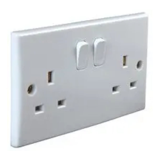 Double Plug Electrical Wall Socket with Curved Edges