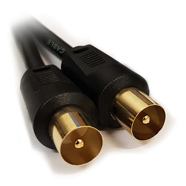 1m Black TV Aerial Cable Digital Coaxial RF Fly Lead Male