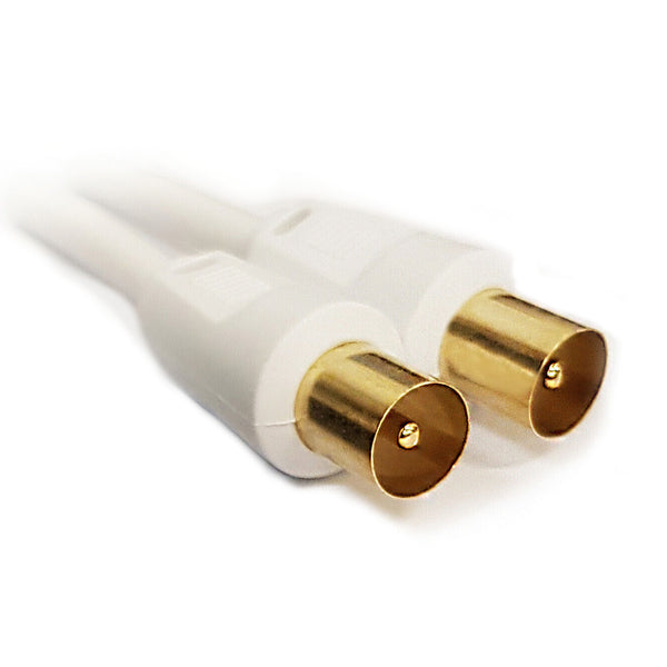 20m White TV Aerial Cable Digital Coaxial RF Fly Lead Male