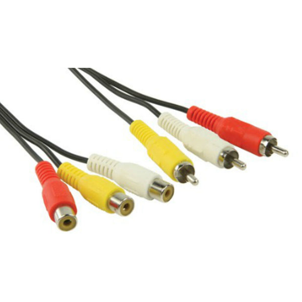 2M Metre Triple Extension 3x RCA Male Phono to Phono Plugs Cable Leads Extender